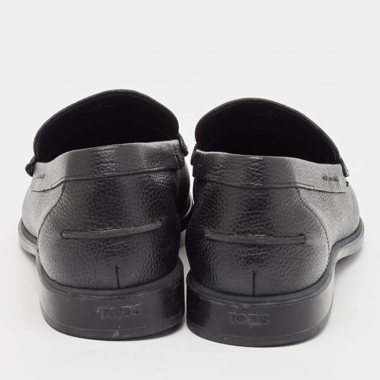 Pre Owned Tod's Black Leather Driver Loafers Size 43