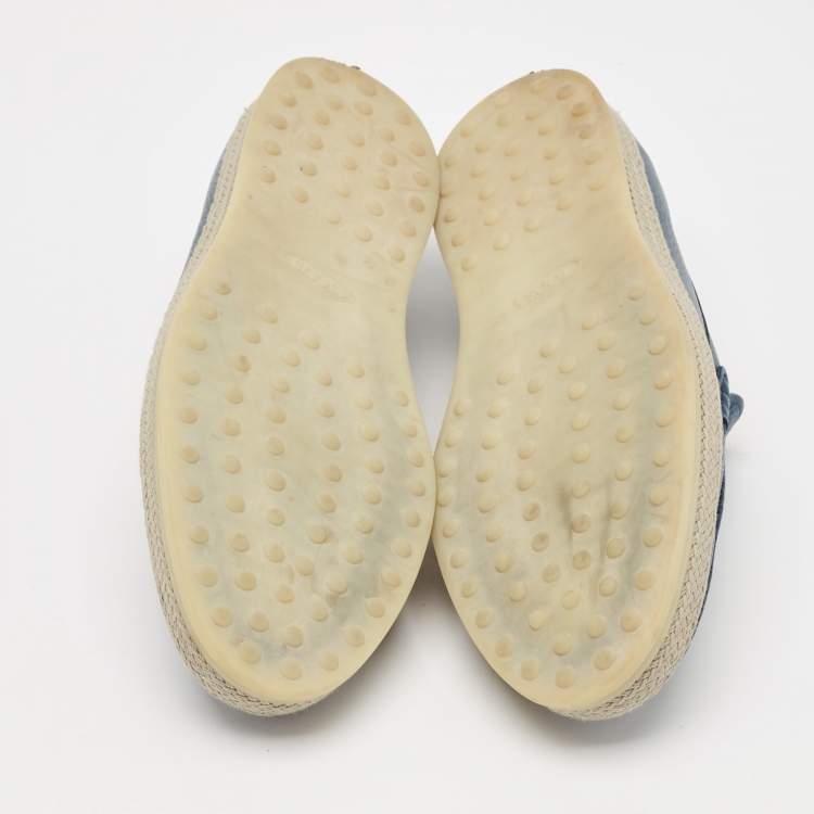 Pre Owned Tod's Blue Leather Slip On Loafers Size 42.5
