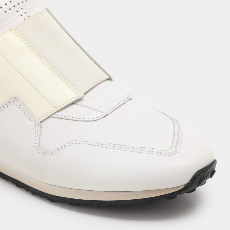 Pre Owned Tod's White Elastane and Leather Low Top Slip On Sneakers Size 40