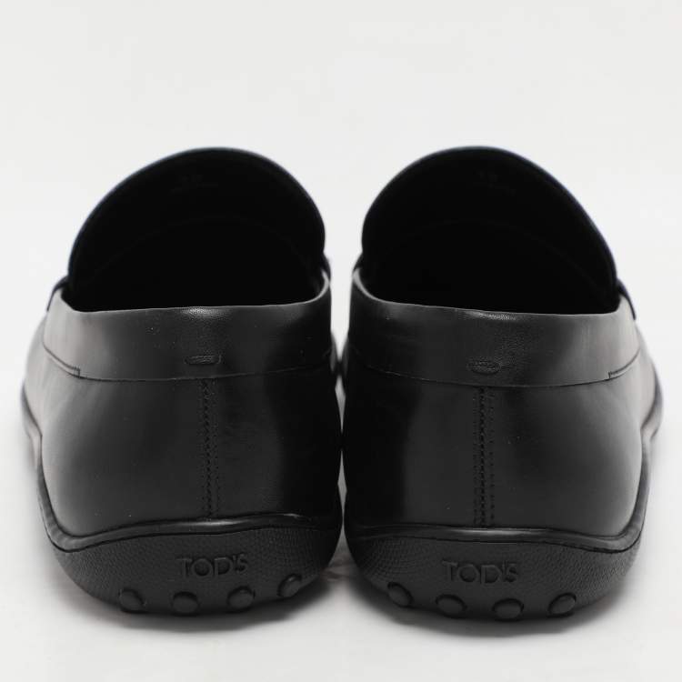 Pre Owned Tod's Black Leather Driver Loafers Size 44.5