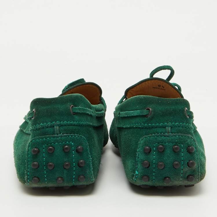 Pre Owned Tod's Green Suede Slip On Driver Loafers Size 44