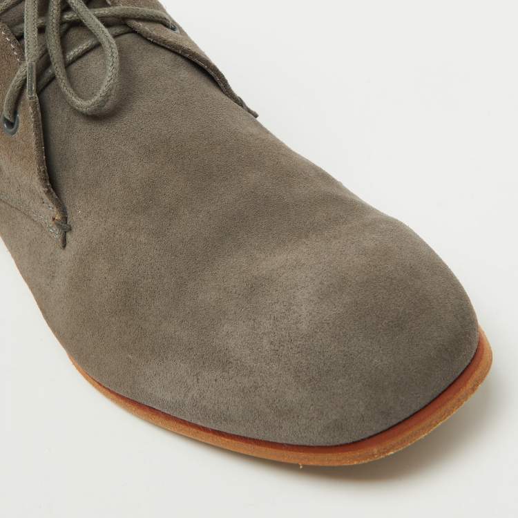 Pre Owned Tod's Grey Suede Lace Up Ankle Length Boots Size 44