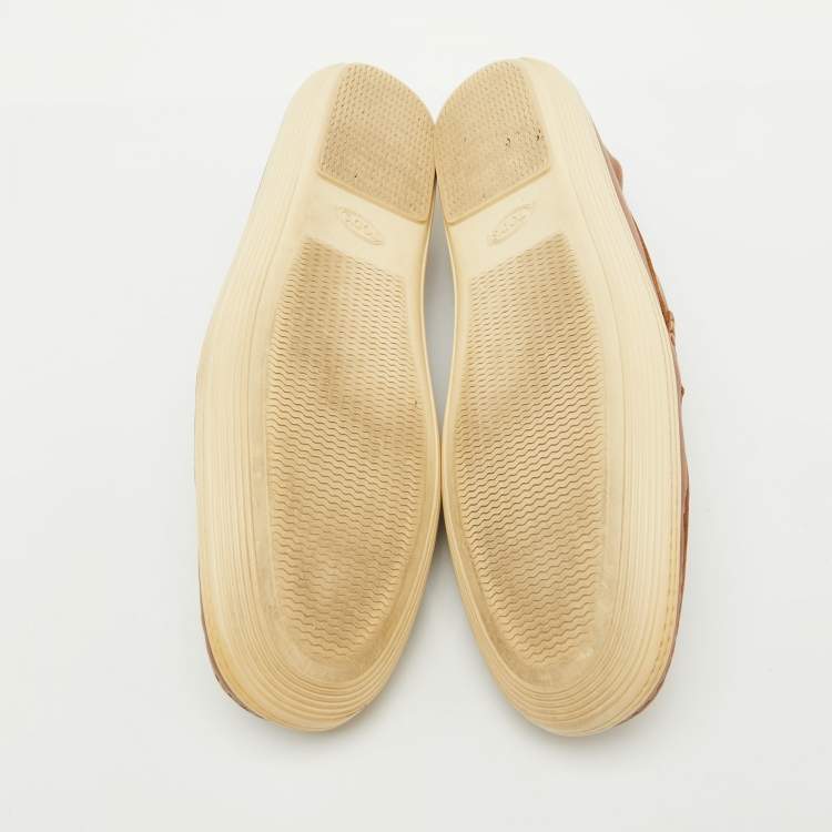 مملوكة مسبقًا Tod's Brown Leather Slip On Driver Loafers Size 44.5