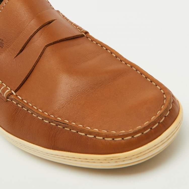 مملوكة مسبقًا Tod's Brown Leather Slip On Driver Loafers Size 44.5