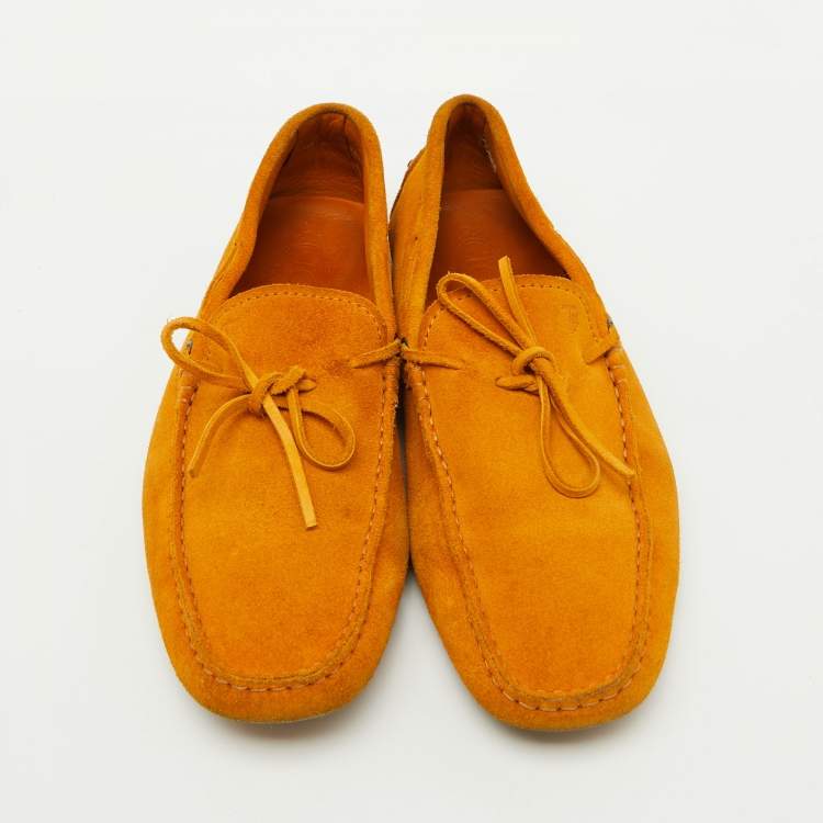 Pre Owned Tod's Mustard Yellow Suede Slip On Driver Loafers Size 43