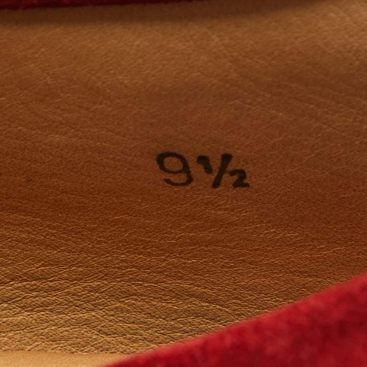 Pre Owned Tod's Red Suede Bow Slip On Loafers Size 44