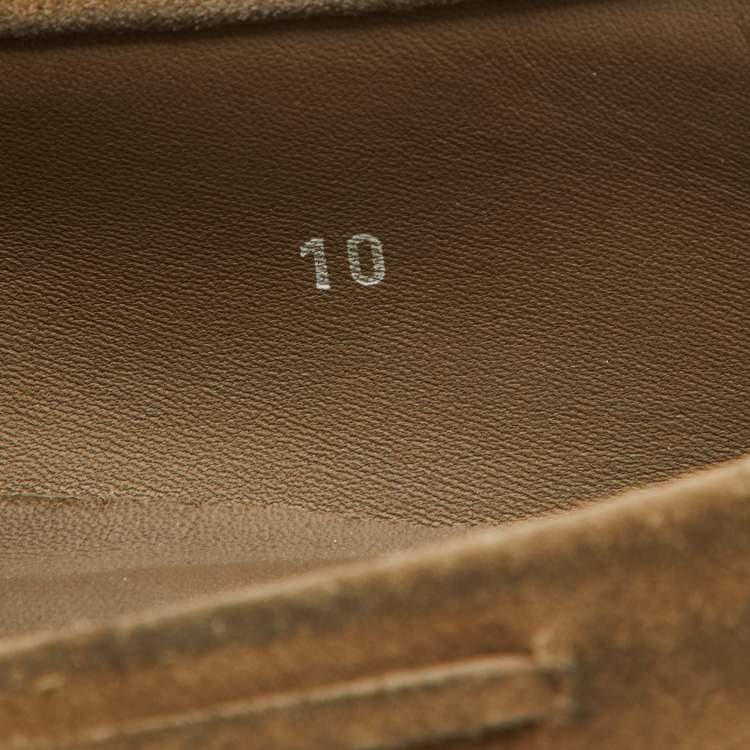 Pre Owned Tod's Brown Suede Bow Slip On Loafers Size 44.5