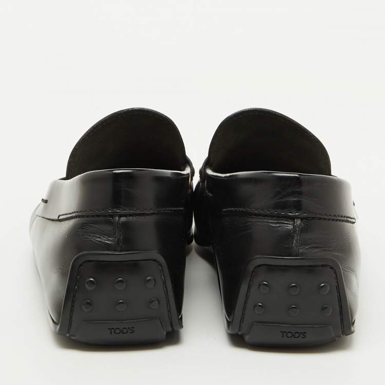 Pre Owned Tod's Black Leather Slip On Loafers Size 44
