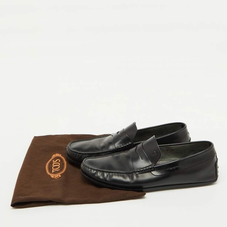 Pre Owned Tod's Black Leather Slip On Loafers Size 44