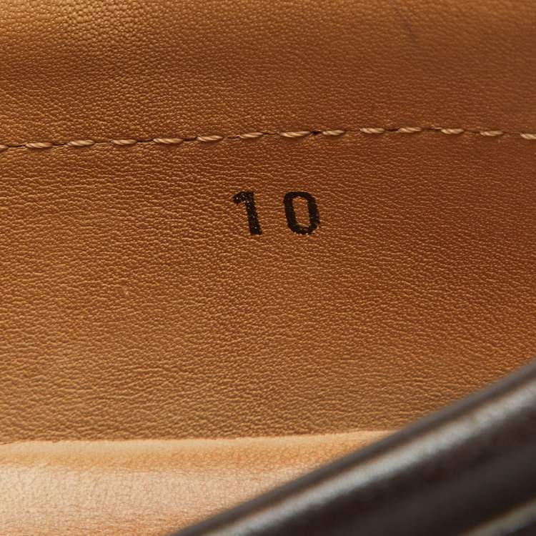 Pre Owned Tod's Dark Brown Leather Bow Slip On Loafers Size 44.5