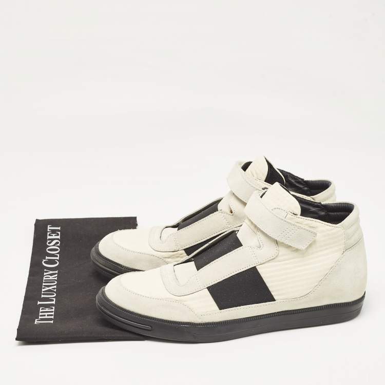 Pre Owned Tod's Grey/White Fabric and Suede High Top Sneakers Size 45.5