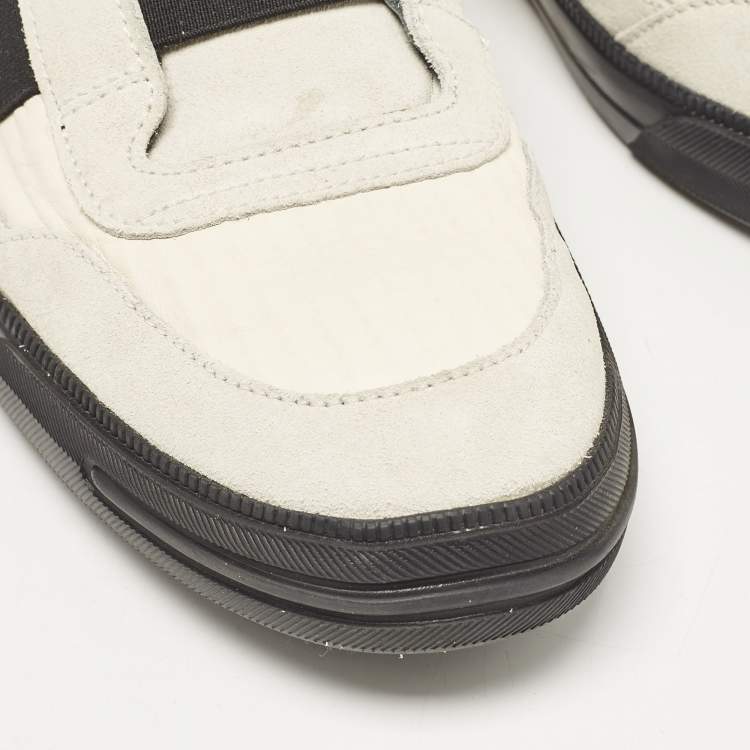 Pre Owned Tod's Grey/White Fabric and Suede High Top Sneakers Size 45.5