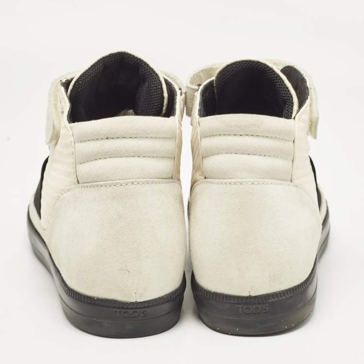 Pre Owned Tod's Grey/White Fabric and Suede High Top Sneakers Size 45.5