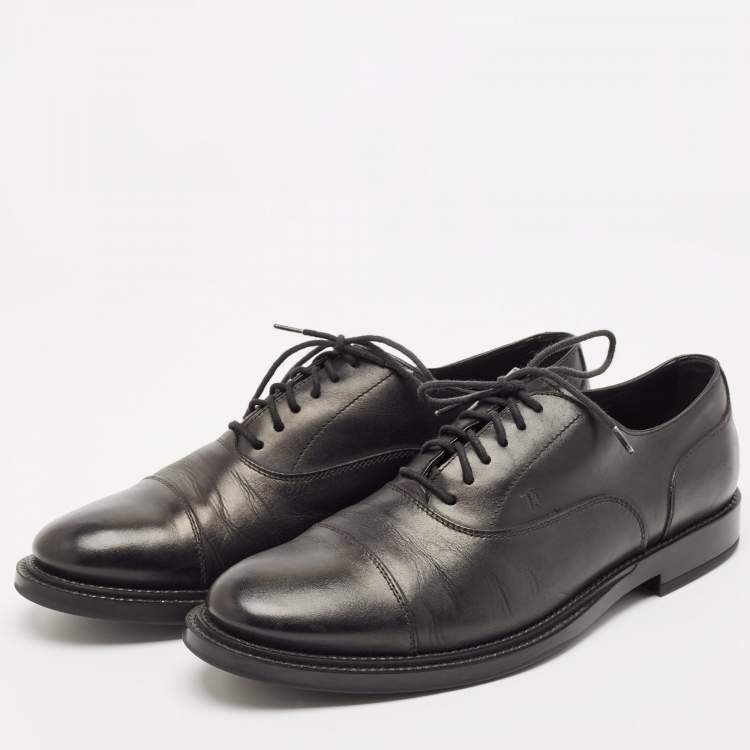 Pre Owned Tod's Black Leather Lace Up Derby Size 44