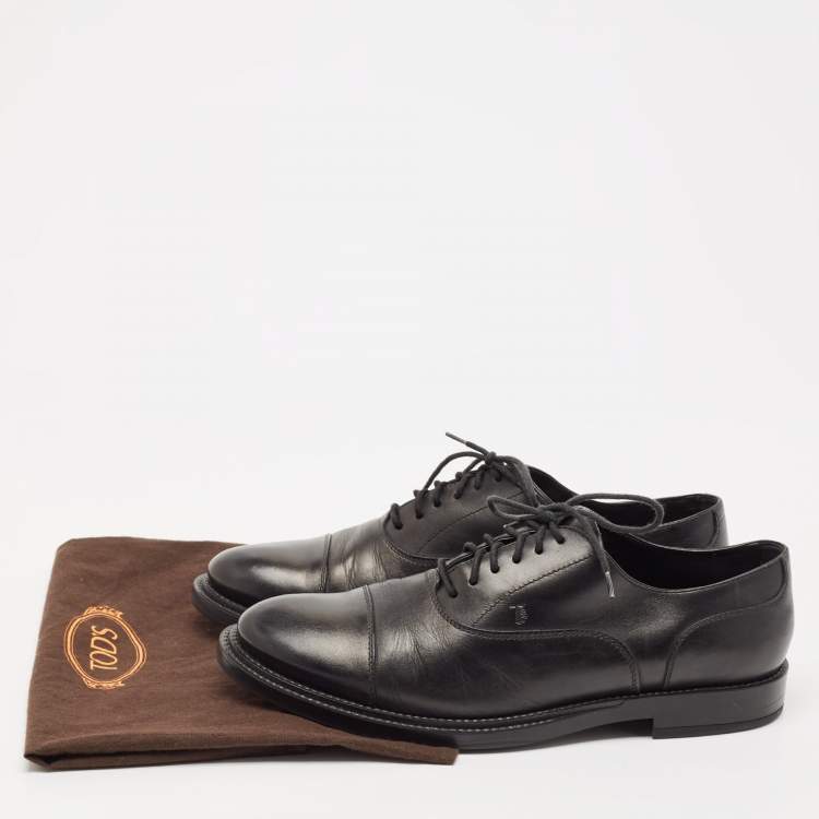 Pre Owned Tod's Black Leather Lace Up Derby Size 44