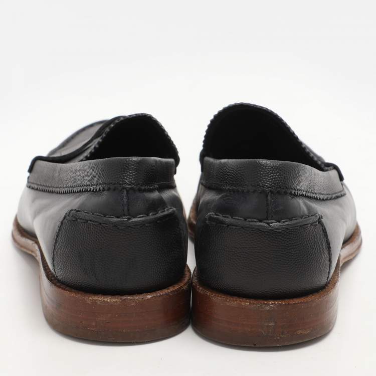 Pre Owned Tod's Dark Blue Leather Slip On Loafers Size 41