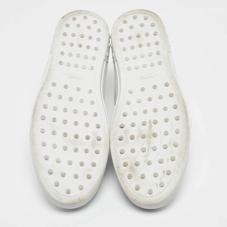 Pre Owned Tod's White Leather Low Top Lace Up Sneakers Size 45.5