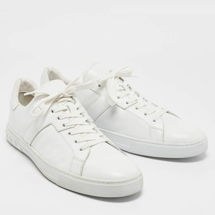 Pre Owned Tod's White Leather Low Top Lace Up Sneakers Size 45.5