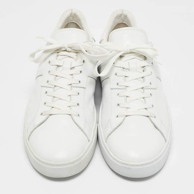 Pre Owned Tod's White Leather Low Top Lace Up Sneakers Size 45.5