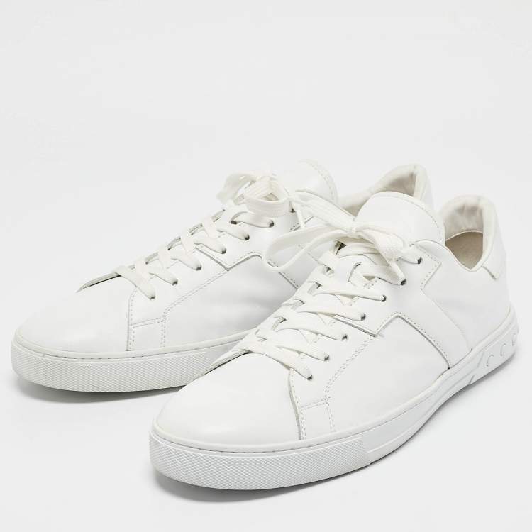 Pre Owned Tod's White Leather Low Top Lace Up Sneakers Size 45.5