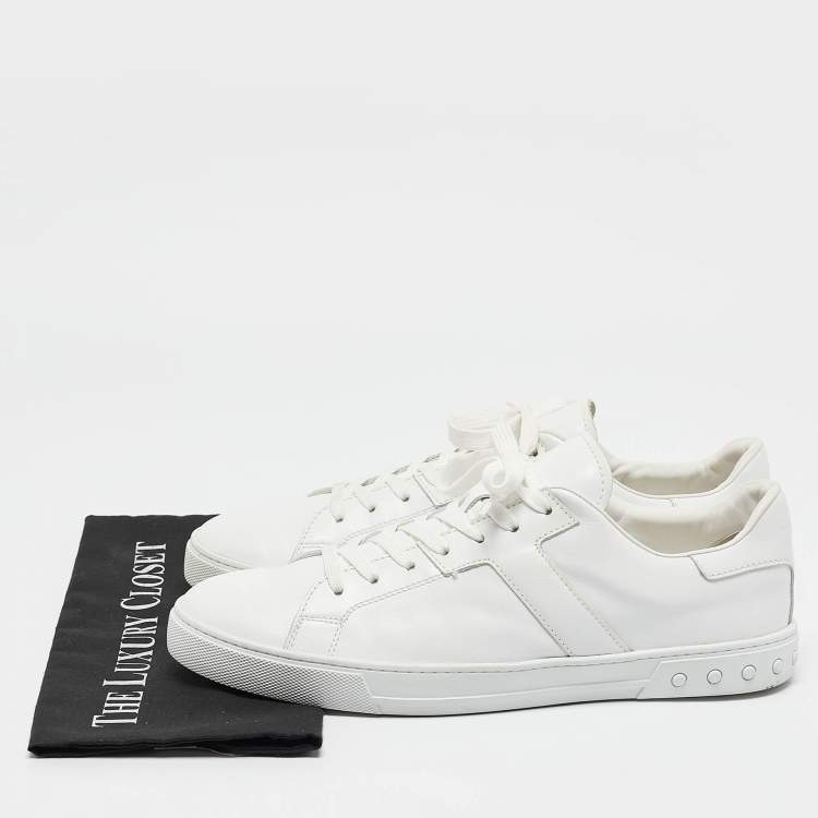 Pre Owned Tod's White Leather Low Top Lace Up Sneakers Size 45.5