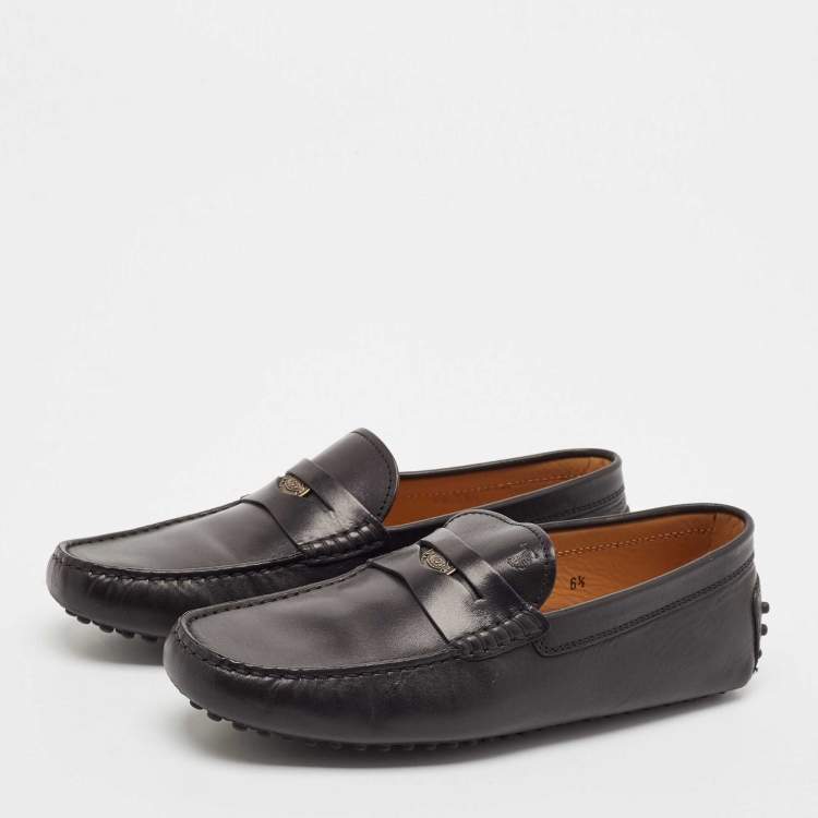 Pre Owned Tod's Black Leather Slip On Loafers Size 40