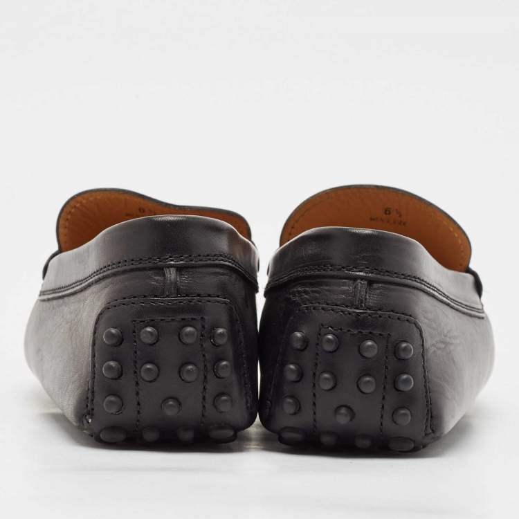 Pre Owned Tod's Black Leather Slip On Loafers Size 40