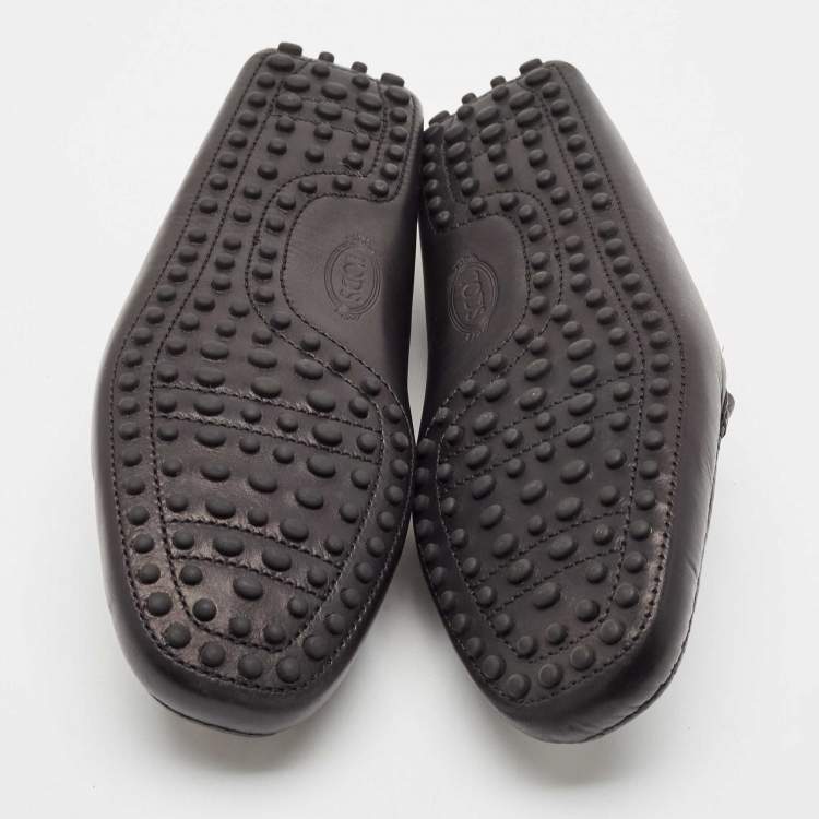 Pre Owned Tod's Black Leather Slip On Loafers Size 40