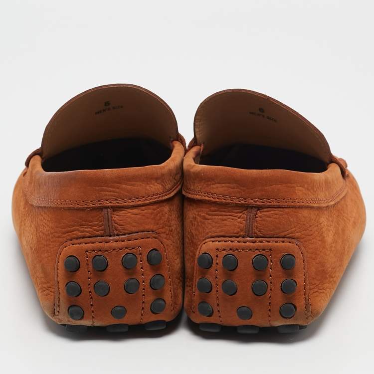 Pre Owned Tod's Brown Nubuck Leather Driver Loafers Size 39.5