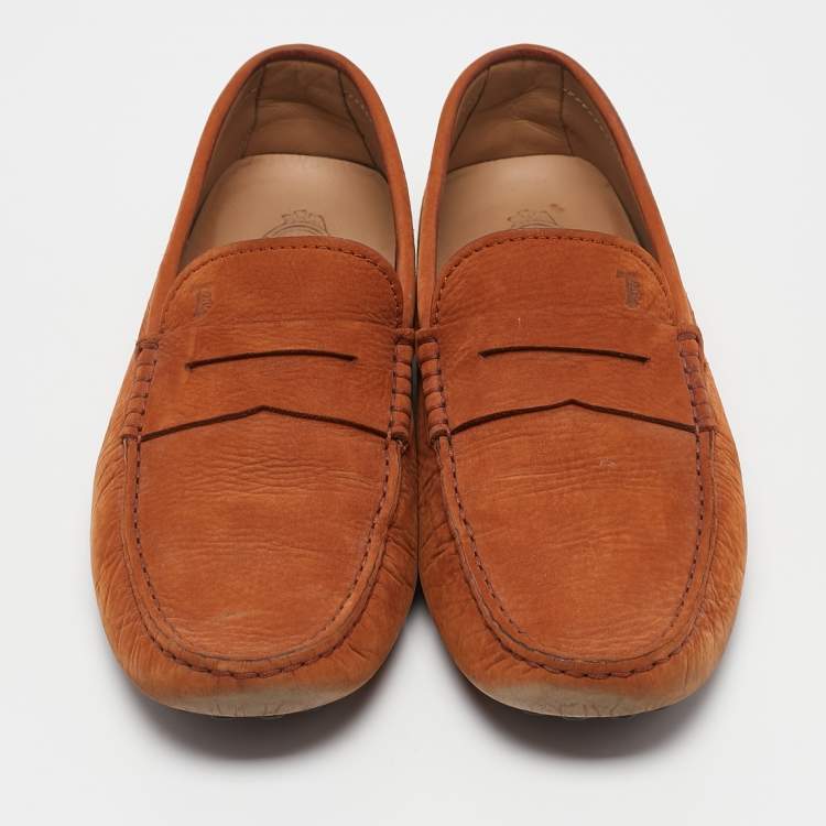 Pre Owned Tod's Brown Nubuck Leather Driver Loafers Size 39.5