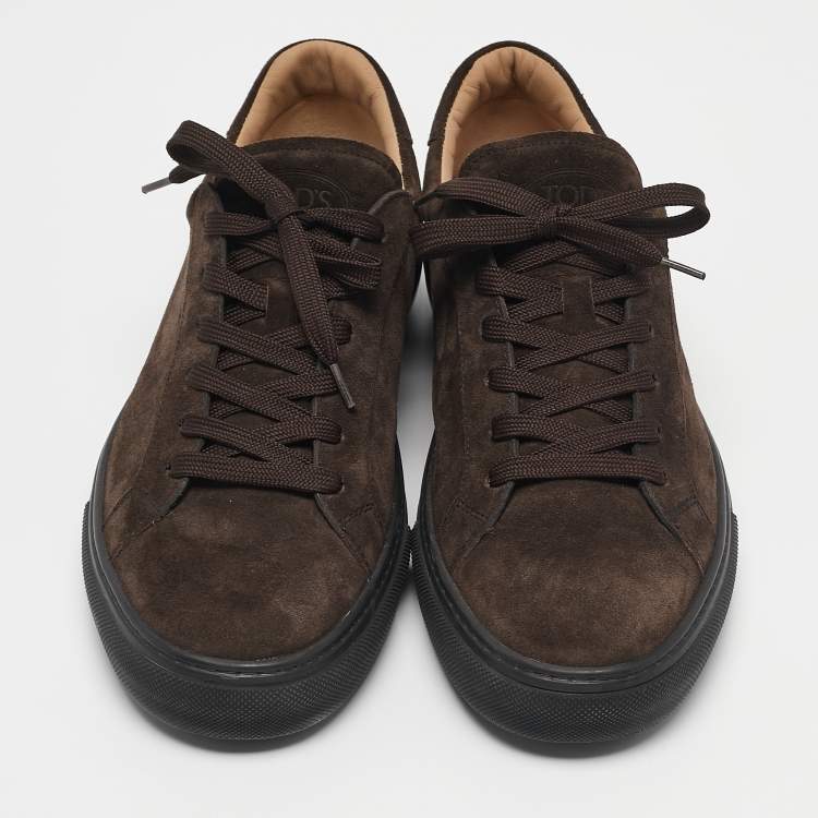 Pre Owned Tod's Brown Suede Lace Up Sneakers Size 42.5
