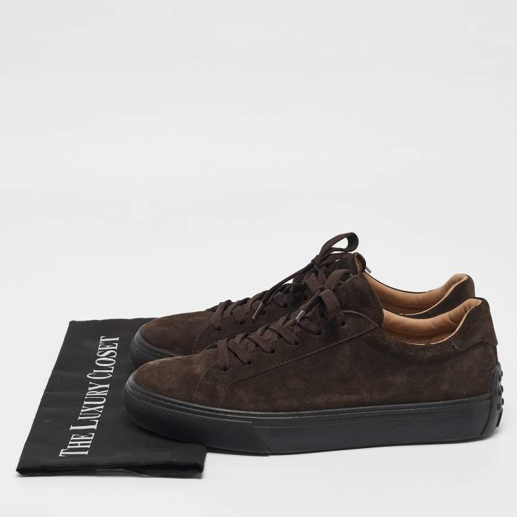 Pre Owned Tod's Brown Suede Lace Up Sneakers Size 42.5