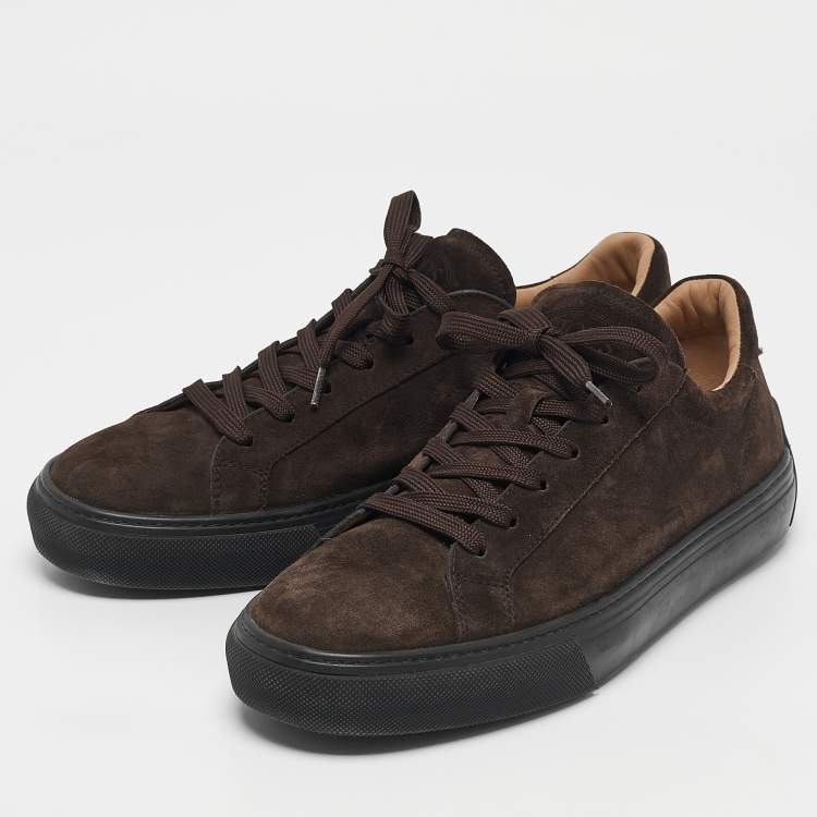 Pre Owned Tod's Brown Suede Lace Up Sneakers Size 42.5