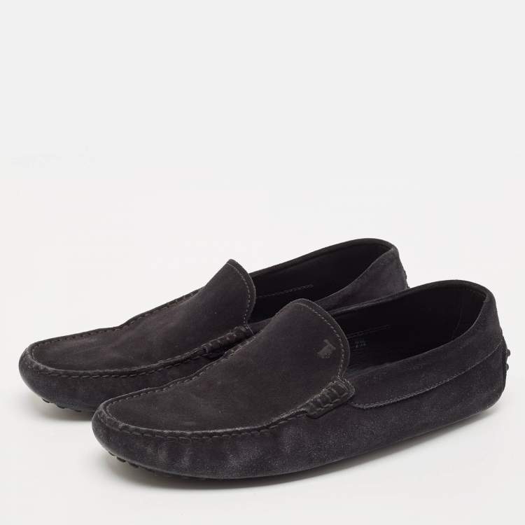 Pre Owned Tod's Black Suede Bow Slip On Loafers Size 41.5