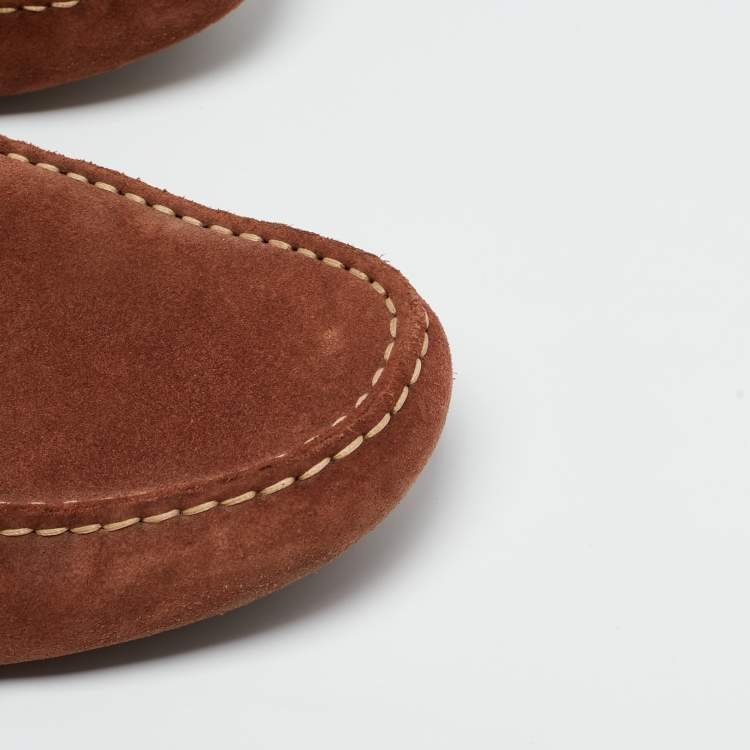 مملوكة مسبقًا Tod's Brown Suede Slip On Loafers Size 45.5