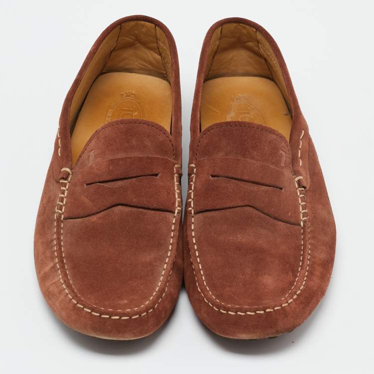 مملوكة مسبقًا Tod's Brown Suede Slip On Loafers Size 45.5