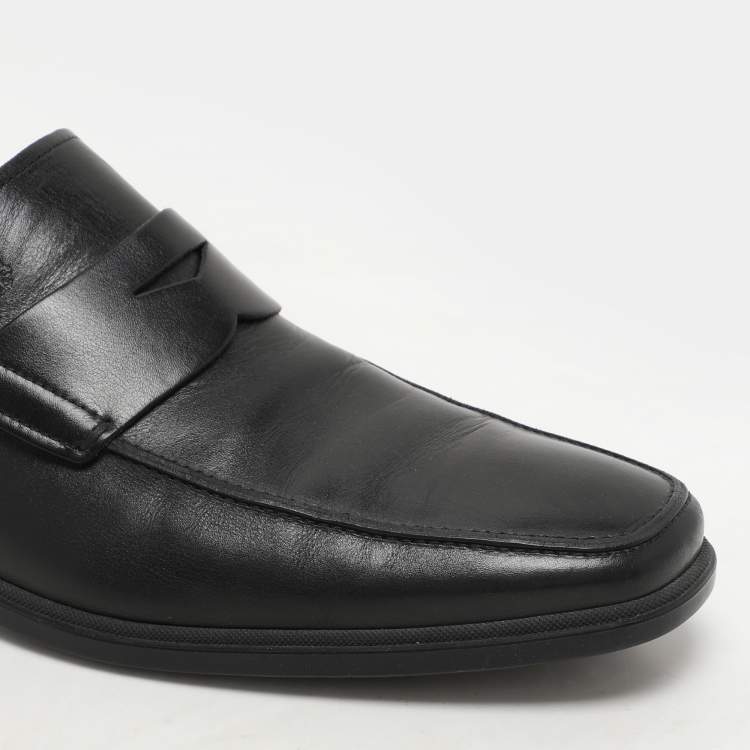 Pre Owned Tod's Black Leather Penny Loafers Size 45.5