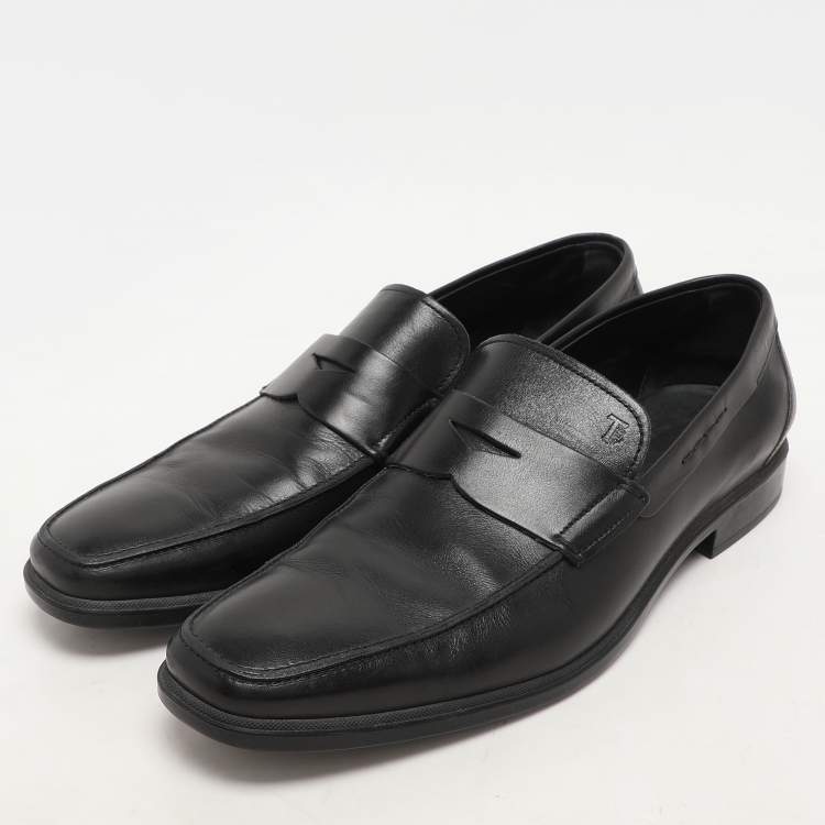 Pre Owned Tod's Black Leather Penny Loafers Size 45.5