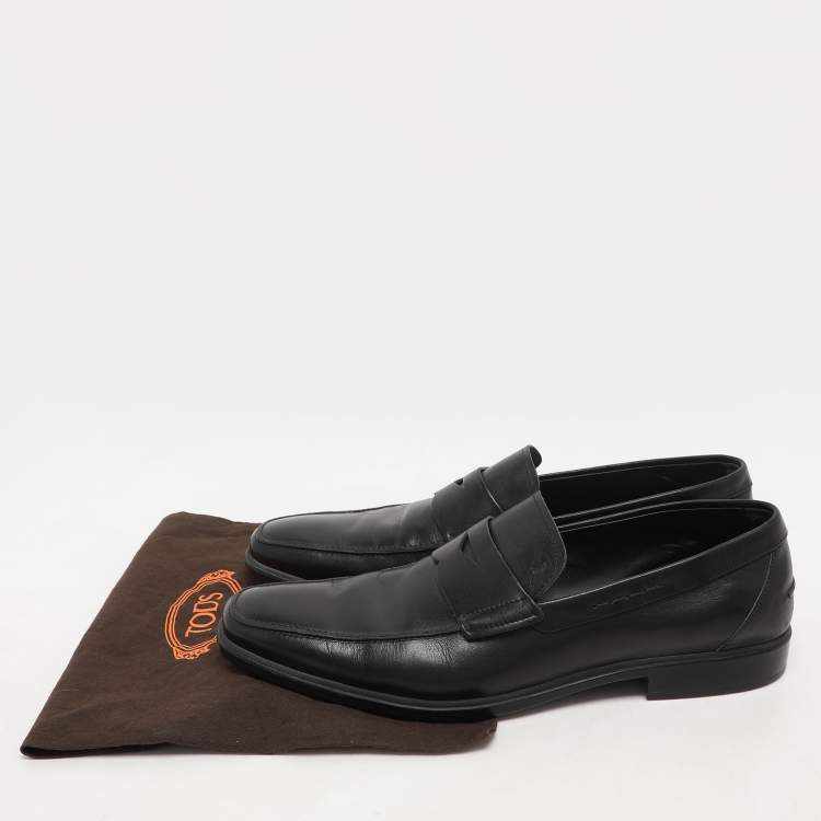 Pre Owned Tod's Black Leather Penny Loafers Size 45.5