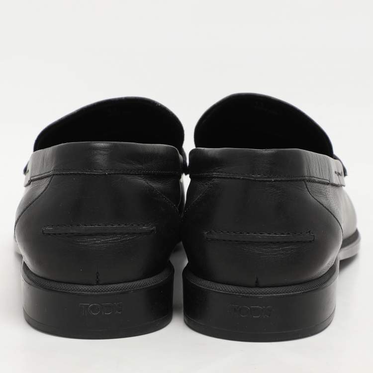 Pre Owned Tod's Black Leather Penny Loafers Size 45.5