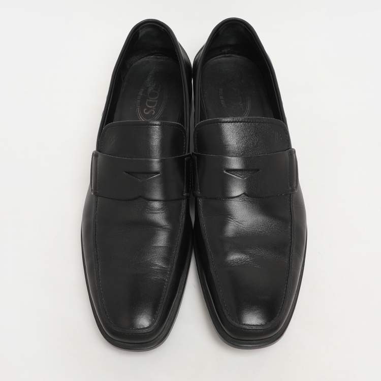 Pre Owned Tod's Black Leather Penny Loafers Size 45.5