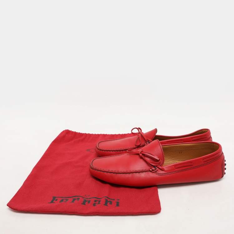 Pre Owned Tod's for Ferrari Leather City Gommino Loafers Size 45.5