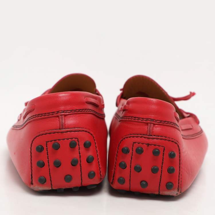 Pre Owned Tod's for Ferrari Leather City Gommino Loafers Size 45.5