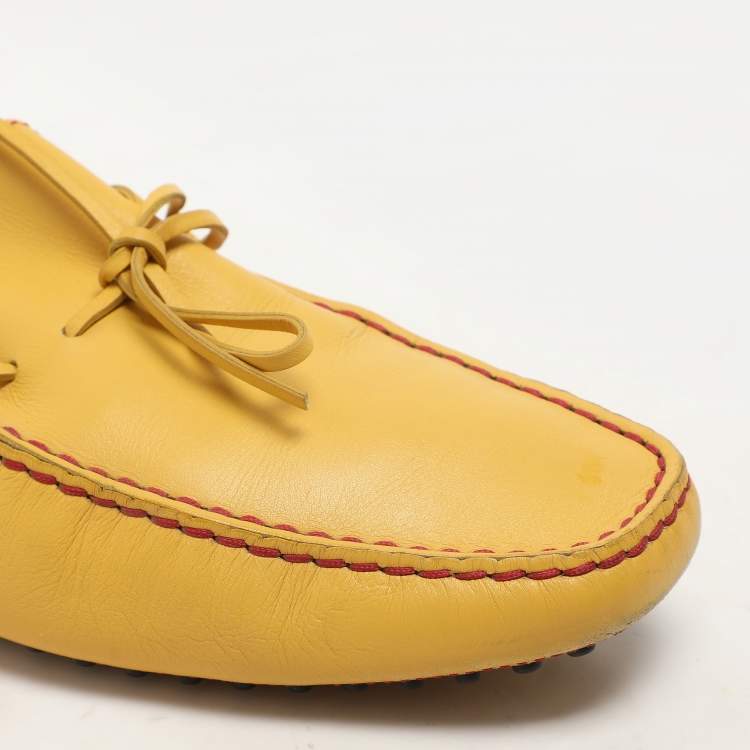Pre Owned Tod's Yellow Leather City Gommino Loafers Size 45.5