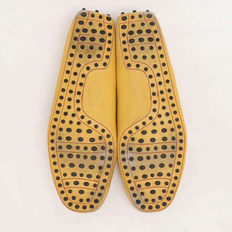 Pre Owned Tod's Yellow Leather City Gommino Loafers Size 45.5