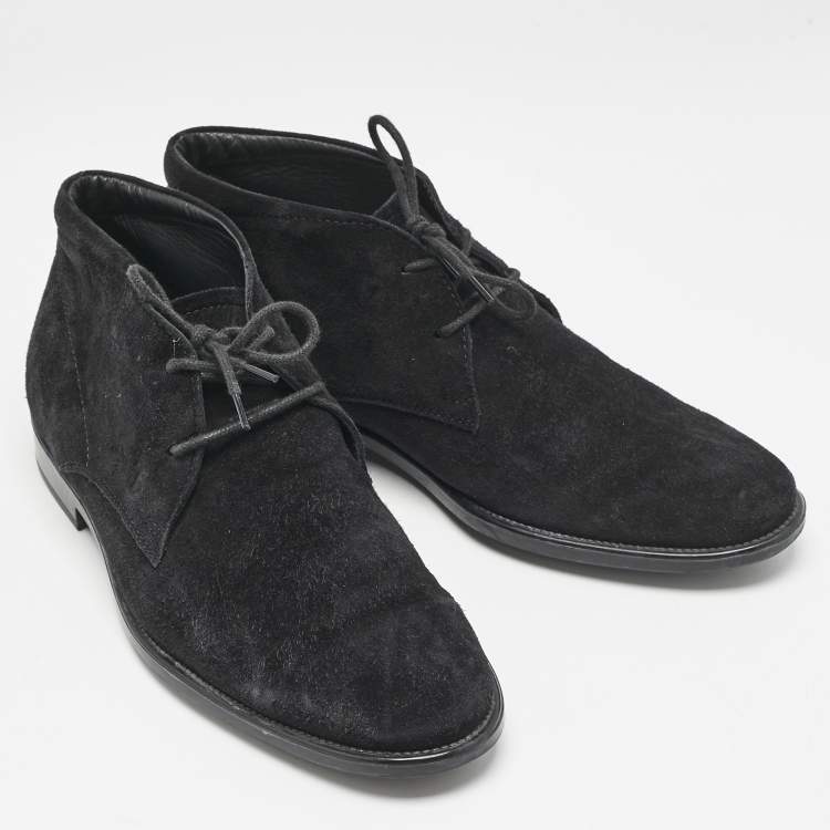 Pre Owned Tod's Black Suede  Ankle Length Boots Size 39.5