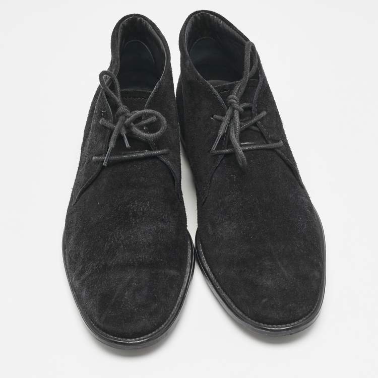 Pre Owned Tod's Black Suede  Ankle Length Boots Size 39.5