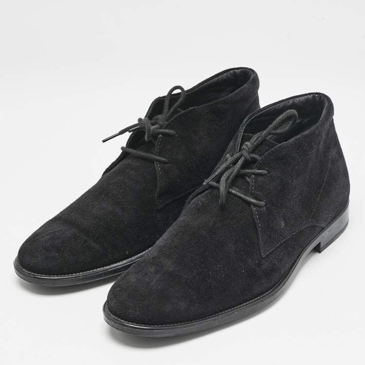 Pre Owned Tod's Black Suede  Ankle Length Boots Size 39.5