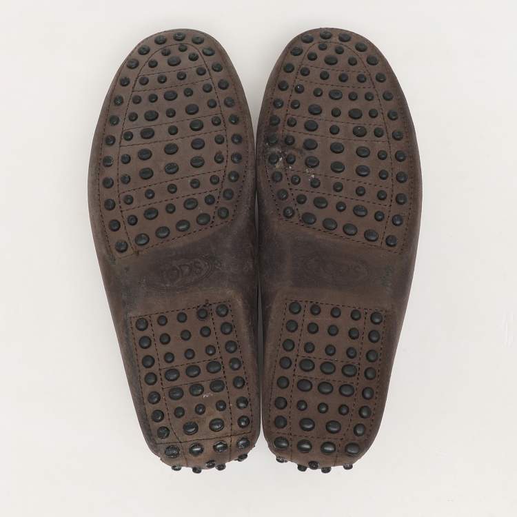 Pre Owned Tod's Grey Nubuck Leather Loafers Size 39.5