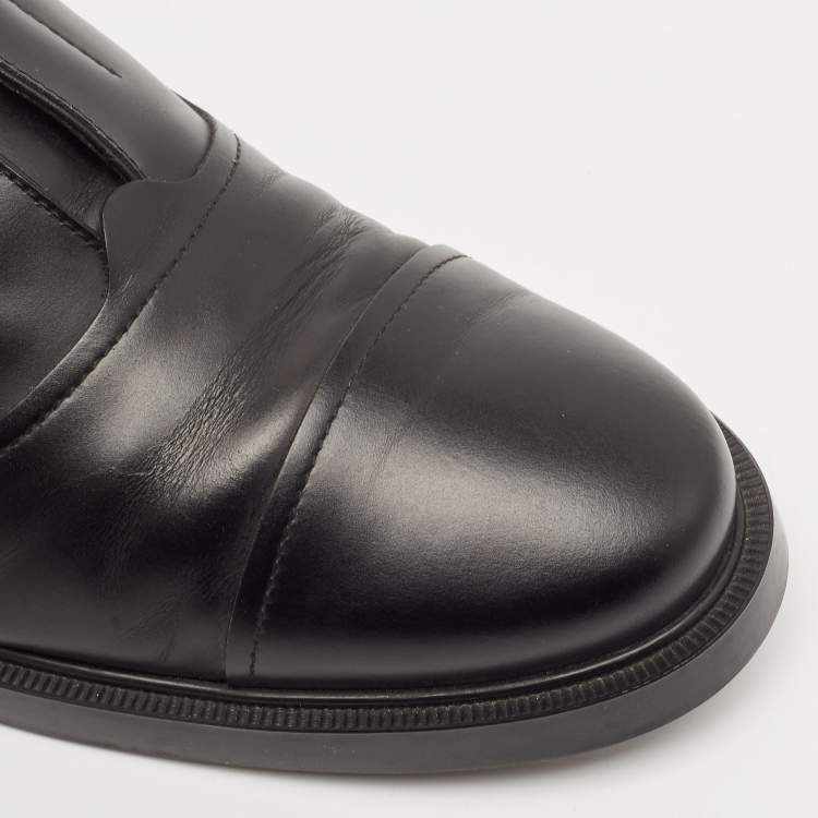 Pre Owned Tod's Black Leather Cap Toe  Slip On Oxfords Size 43